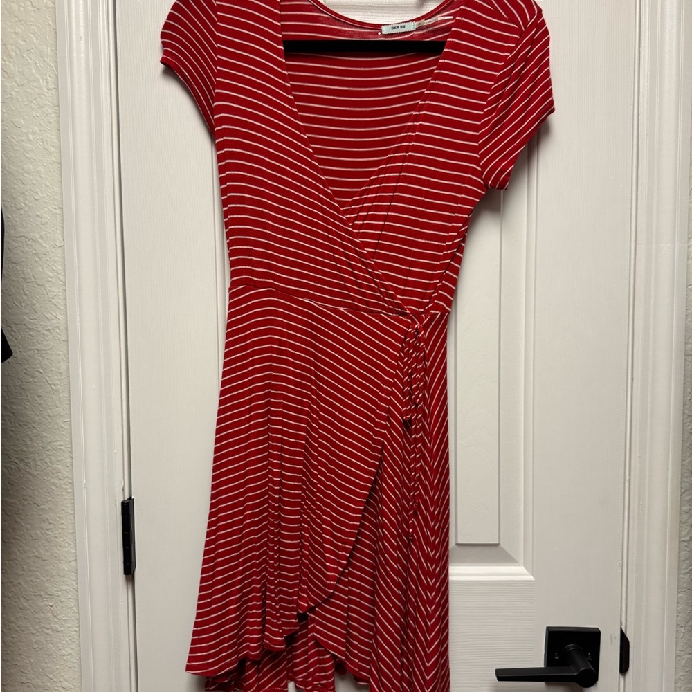 Kimchi Blue Asymmetrical Red and White Striped Dress